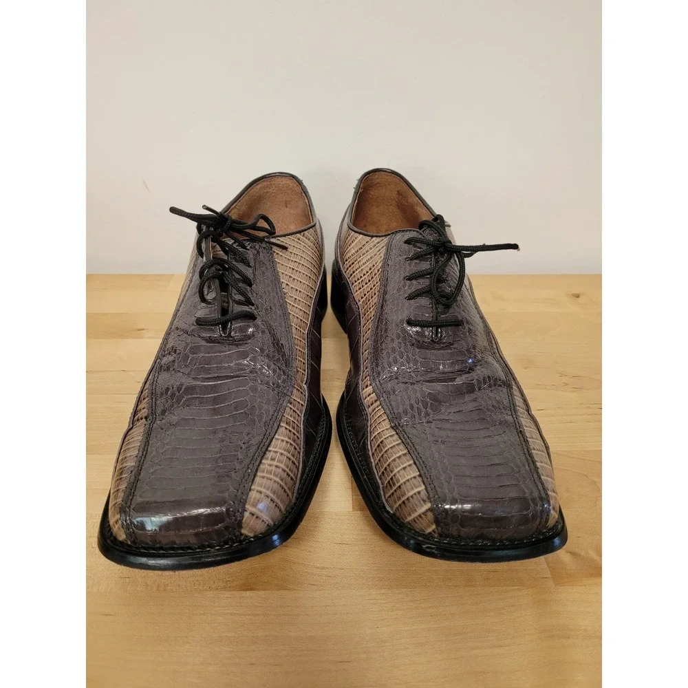 Stacy Adams Oxford Shoes Mens 11.5M Grey Light Gray Genuine Snake Leather Dress
